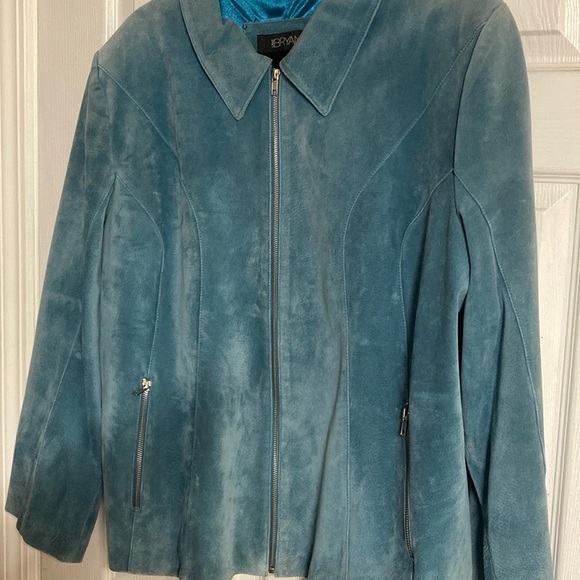 Lane Bryant Women's Light Peacock Blue Suede Jacket Zip Front with Pockets - Picture 4 of 9